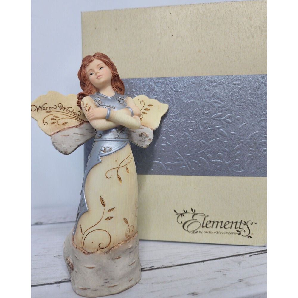 'Warm Wishes' Angel Holding Wheat, 5.5" in Height by Elements, New in Box